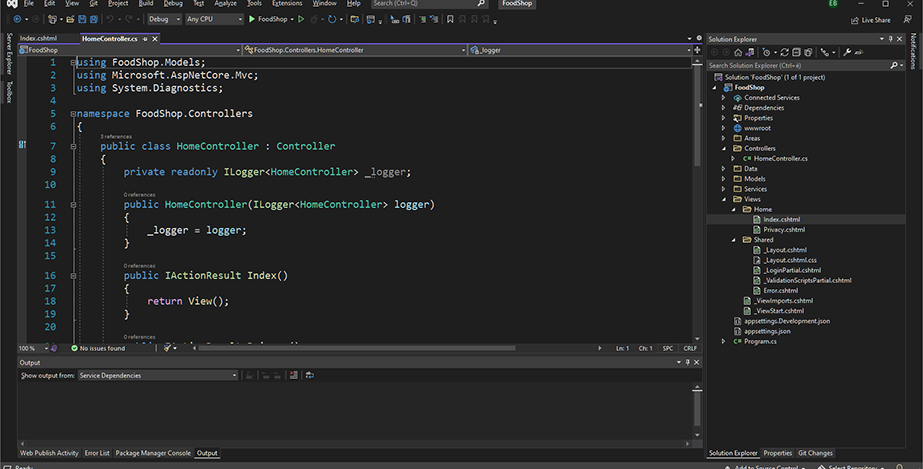 6 – HomePage editing HTML/RAZOR